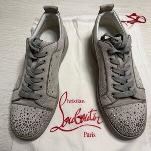Christian Louboutin Degravieira Gray Crystal Detailed Beautiful Sneakers SIZE 42